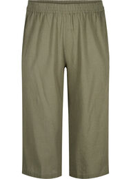 Pantalon 7/8 en coton et lin mélangés, Deep Lichen Green, Packshot