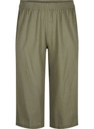 Pantalon 7/8 en coton et lin mélangés, Deep Lichen Green, Packshot