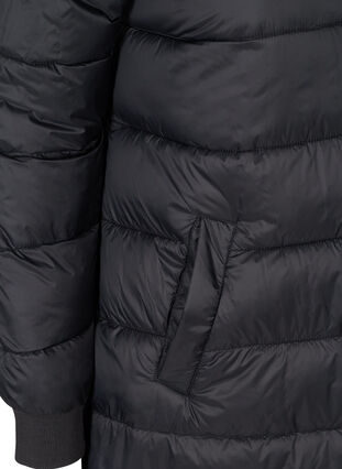 Lange gewatteerde lichte jas, Black, Packshot image number 3