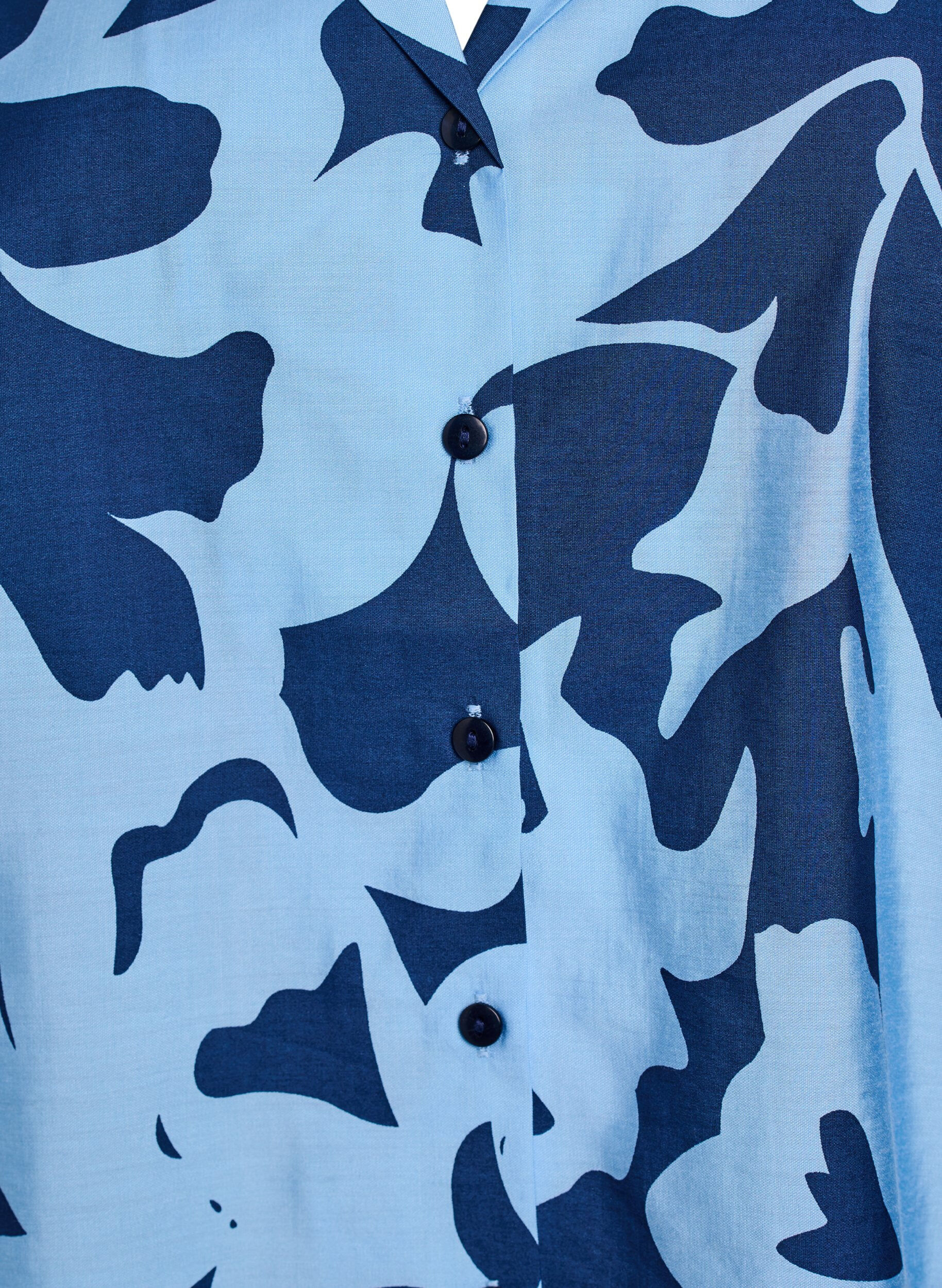 ZizziShirt blouse met print en V-hals, Blauw, Packshot image number 2