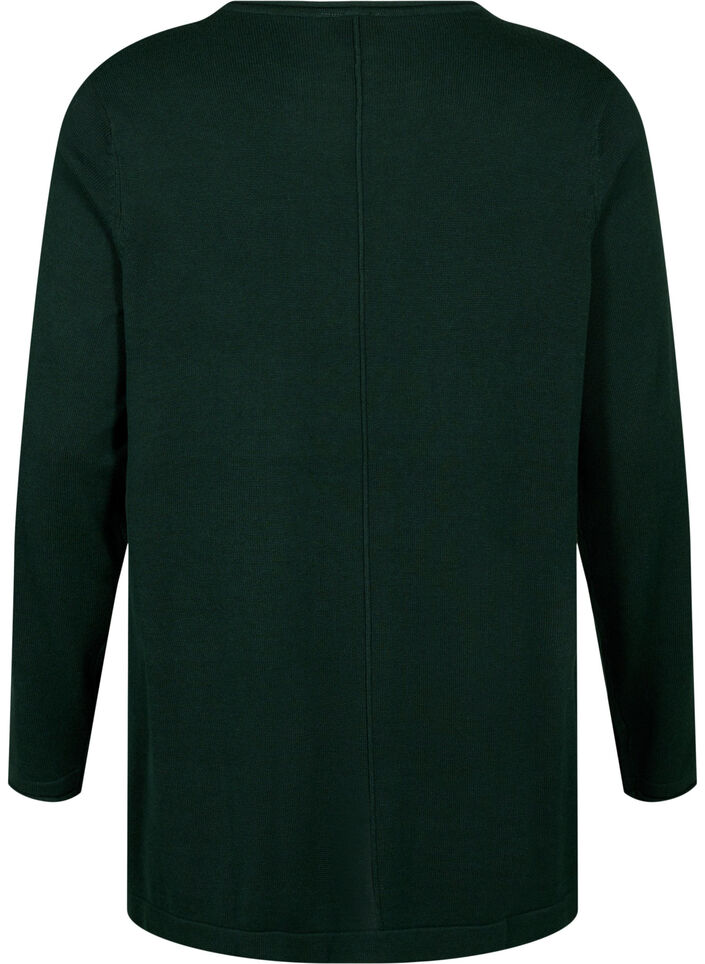 Blouse tricotée en mélange coton-viscose, Vert foncé, Packshot image number 1