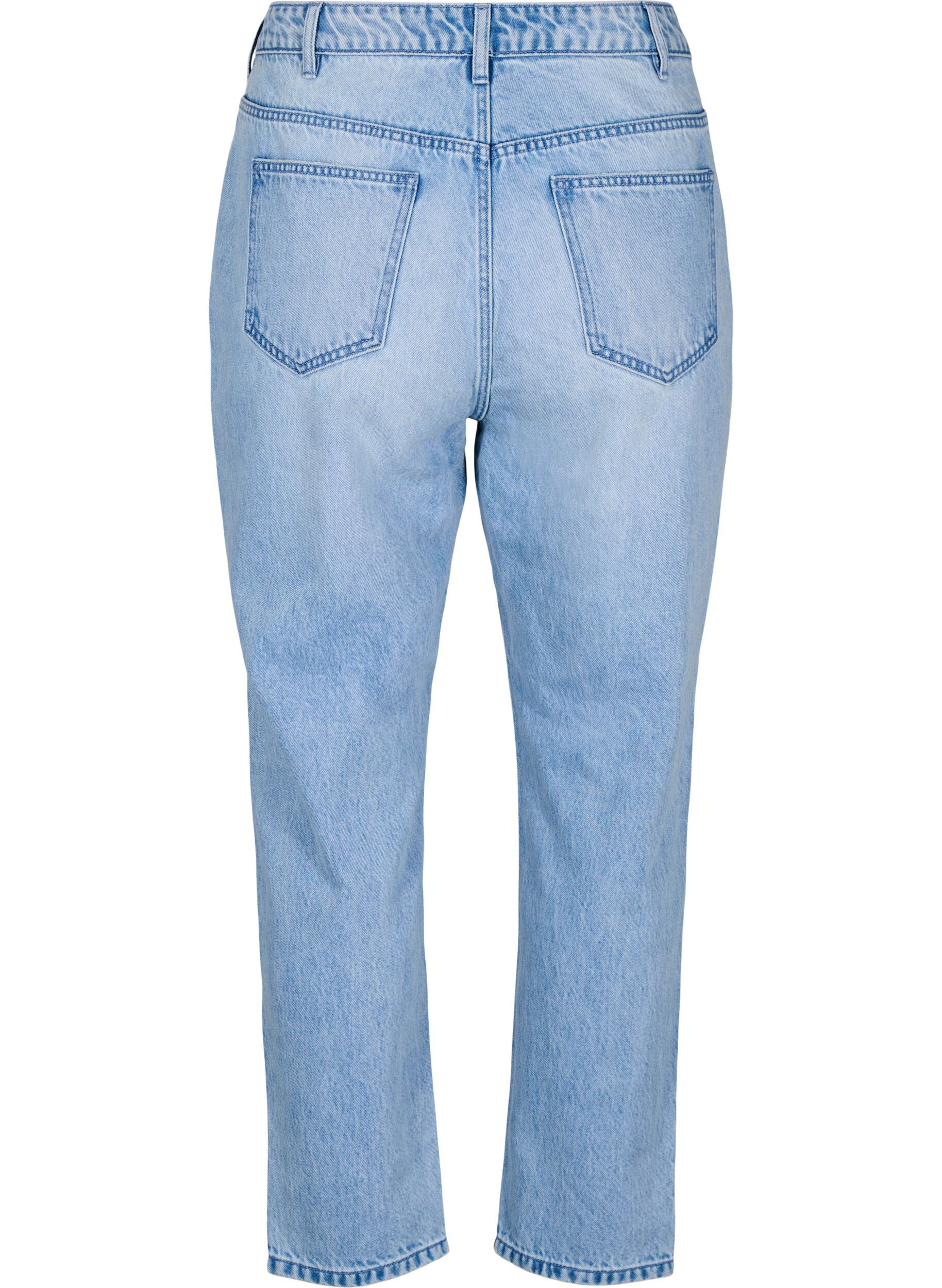 ZizziMille Mom fit jeans met distressed details, Light Blue Denim, Packshot image number 1