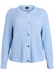 Kabelgebreid vest met gouden knopen, Blauw, Packshot image number 0