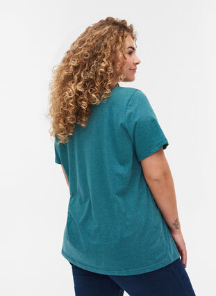 T-shirt chiné avec imprimé et manches courtes, Pacific Mel., Model image number 1