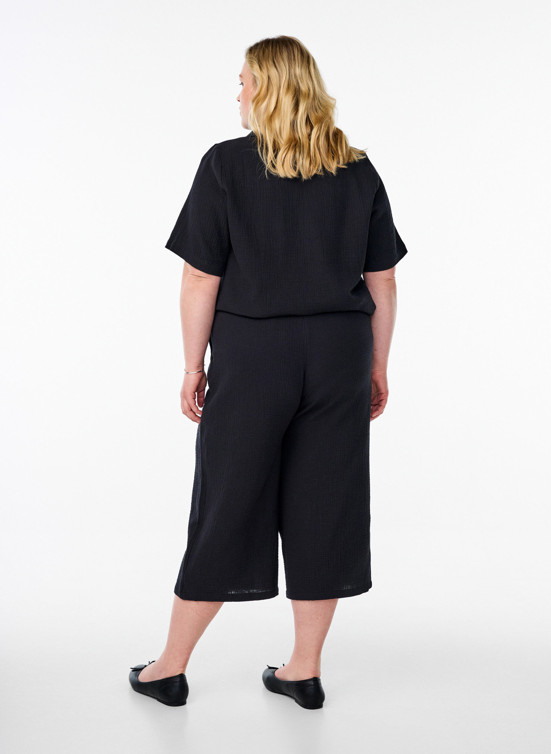 ZizziCulotte broek met een hoge taille, Zwart, Model image number 1