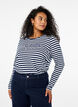 Gestreepte blouse met motief, White w.Navy Stripe, Model image number 0