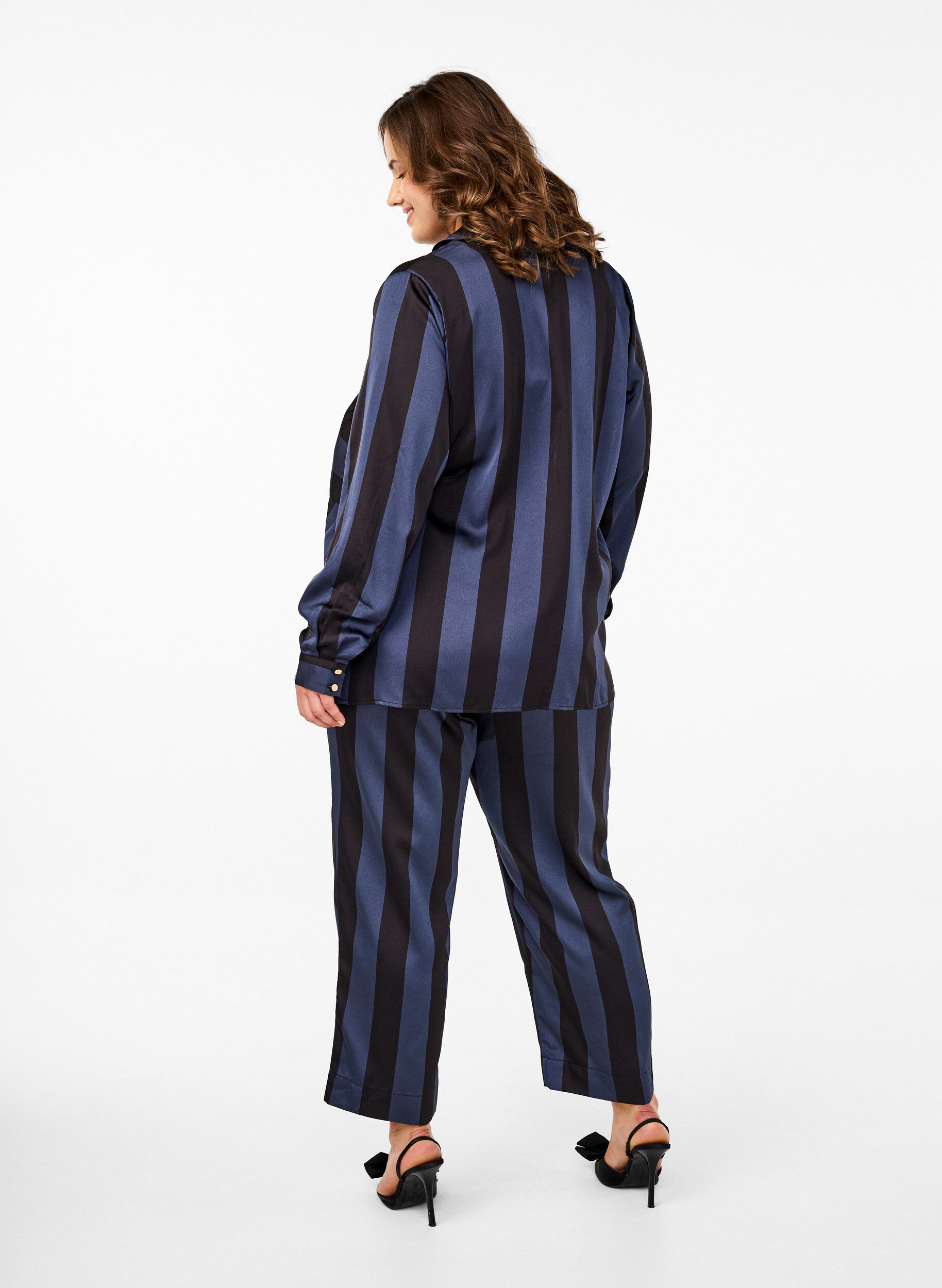 ZizziCropped broek met strepen, Blauw, Model image number 1