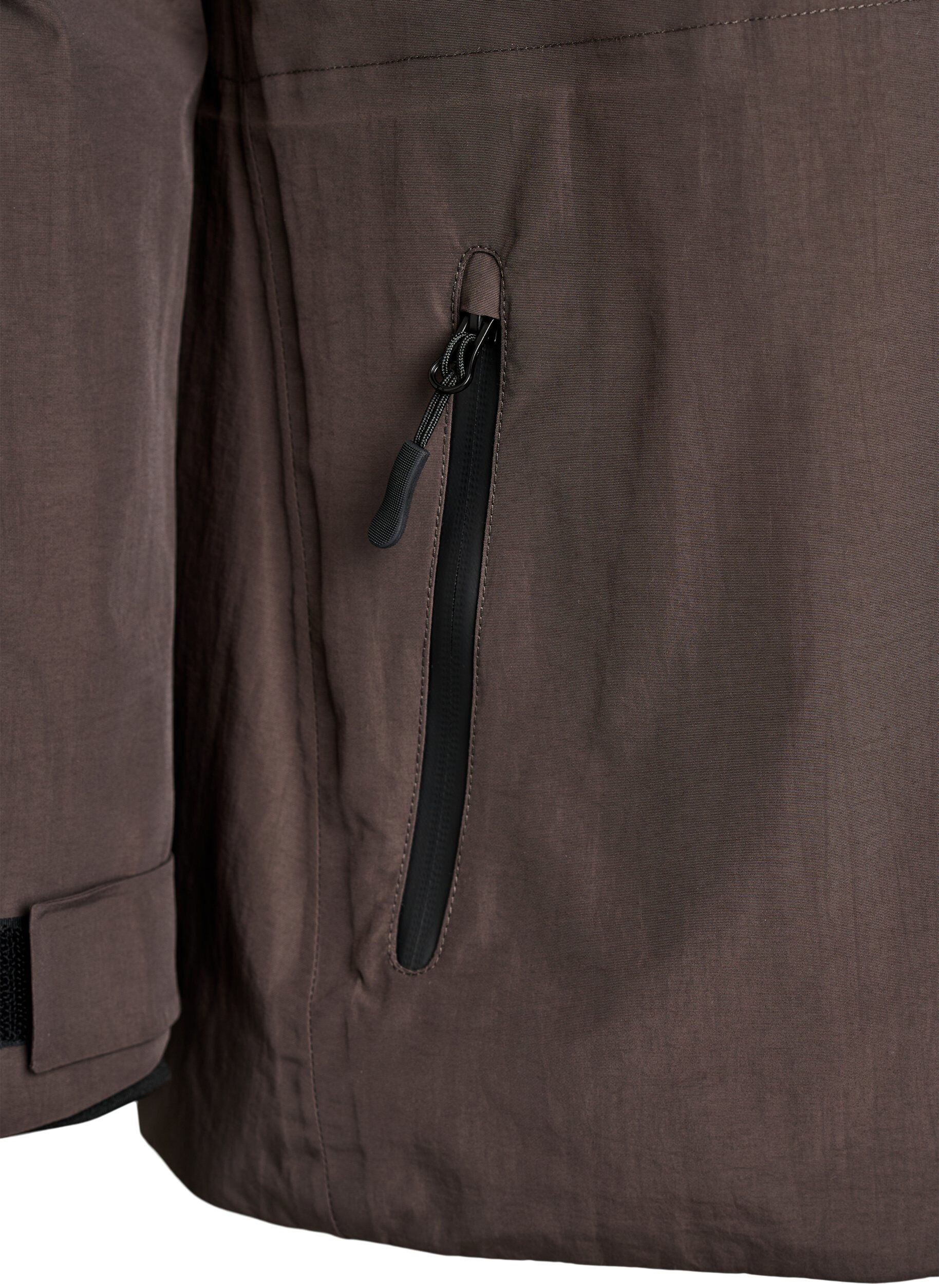 ZizziWaterdichte winterjas met afneembare capuchon, Bruin, Packshot image number 3