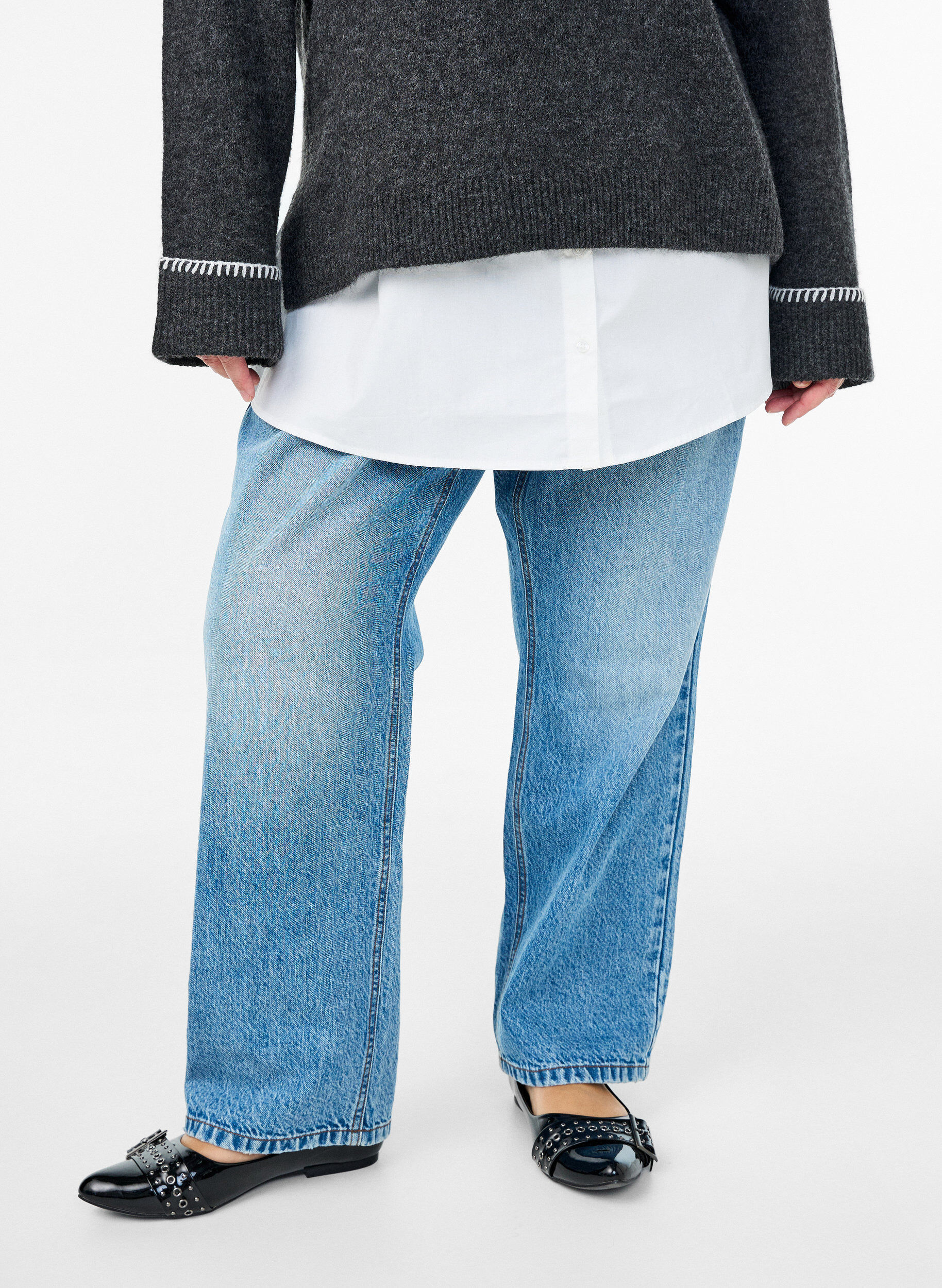 ZizziShirtextender in 100% katoen, Wit, Model image number 0