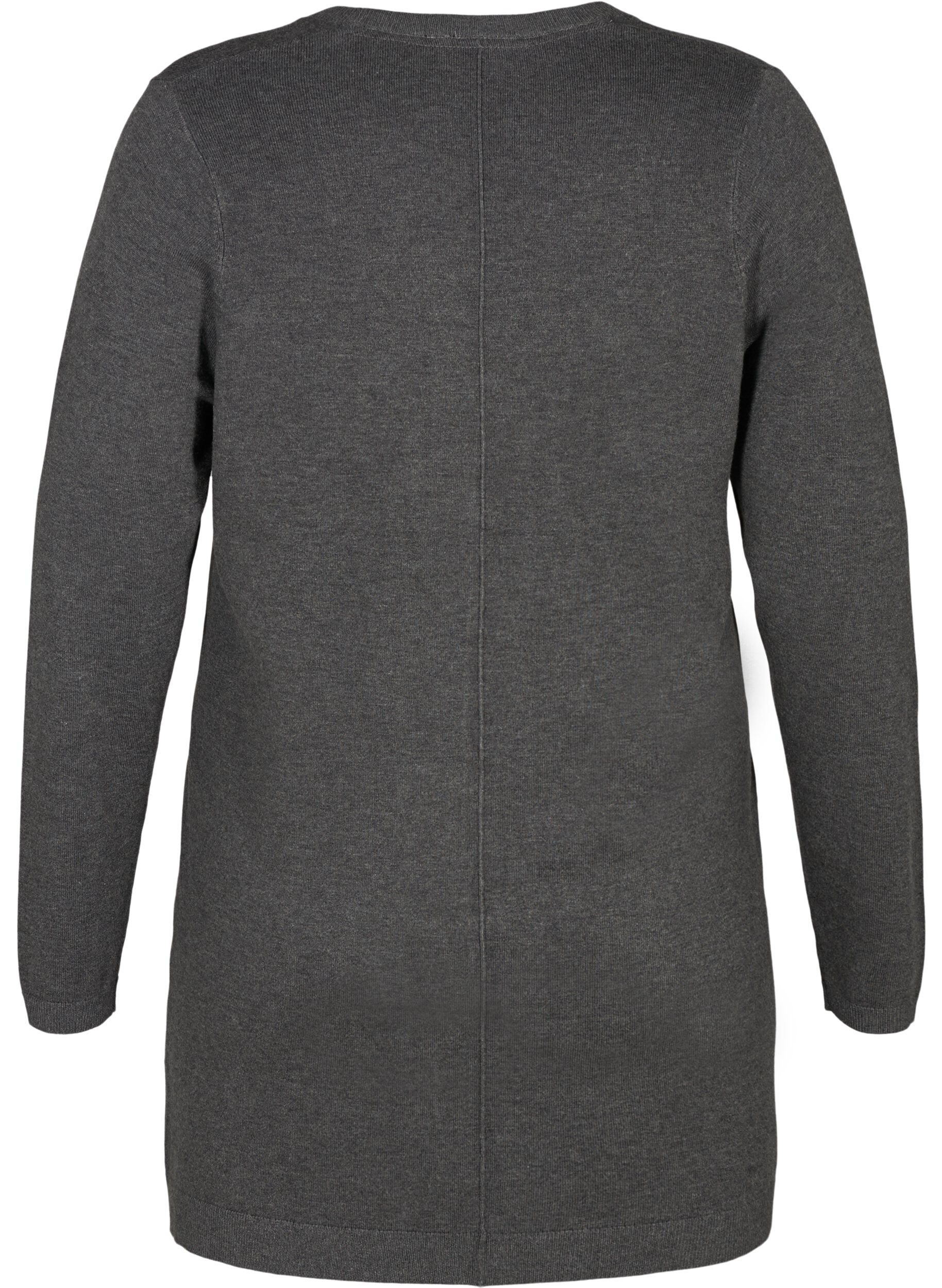 Zizzi Long cardigan tricot&eacute; dans un m&eacute;lange de viscose, Gris anthracite, Packshot image number 1