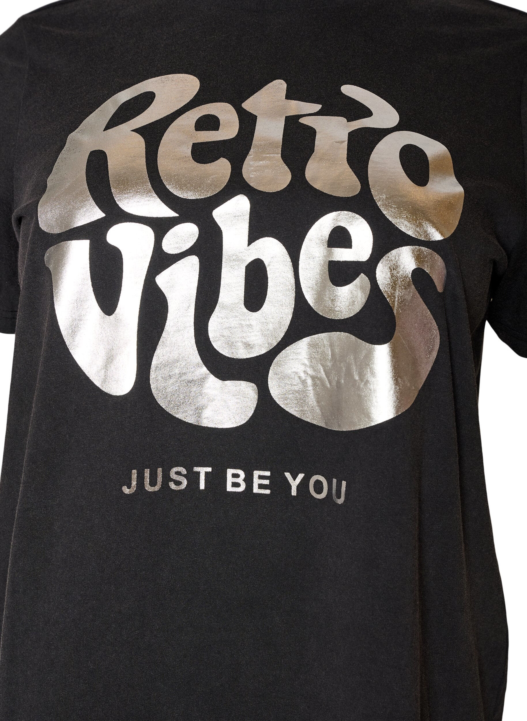ZizziT-shirt graphique en coton bio, Noir, Packshot image number 2