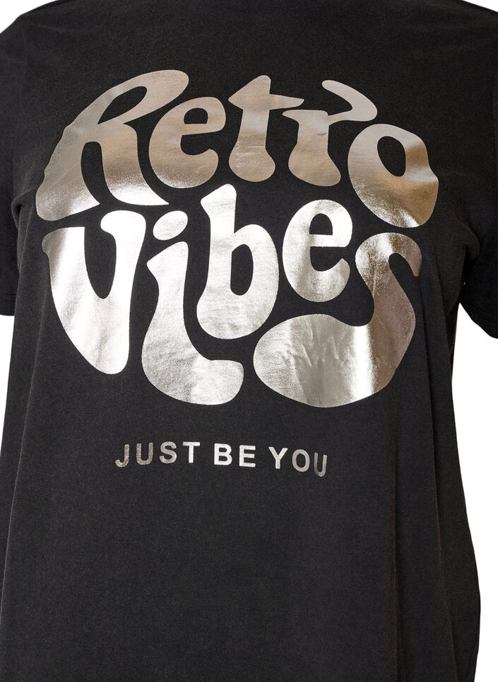 T-shirt graphique en coton bio, Noir, Packshot image number 2