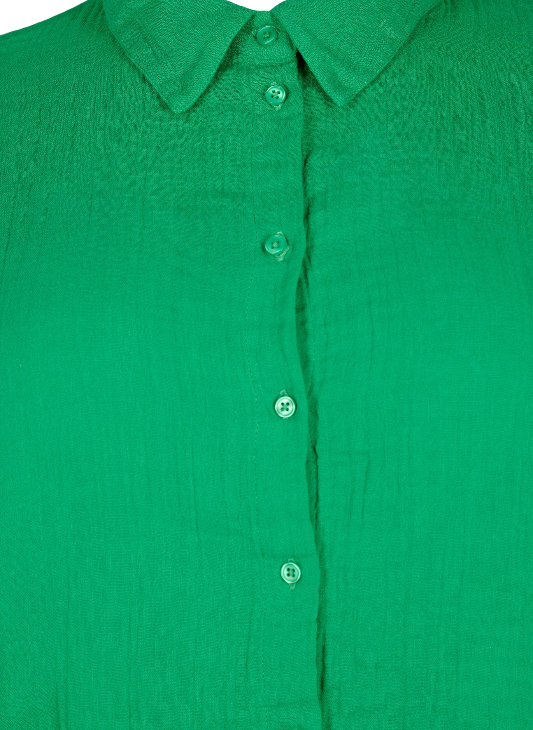 Zizzi Chemise avec col en mousseline de coton, Jolly Green, Packshot image number 2
