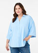 Losse shirt met een V-hals en 3/4 mouwen, Blauw, Model image number 0