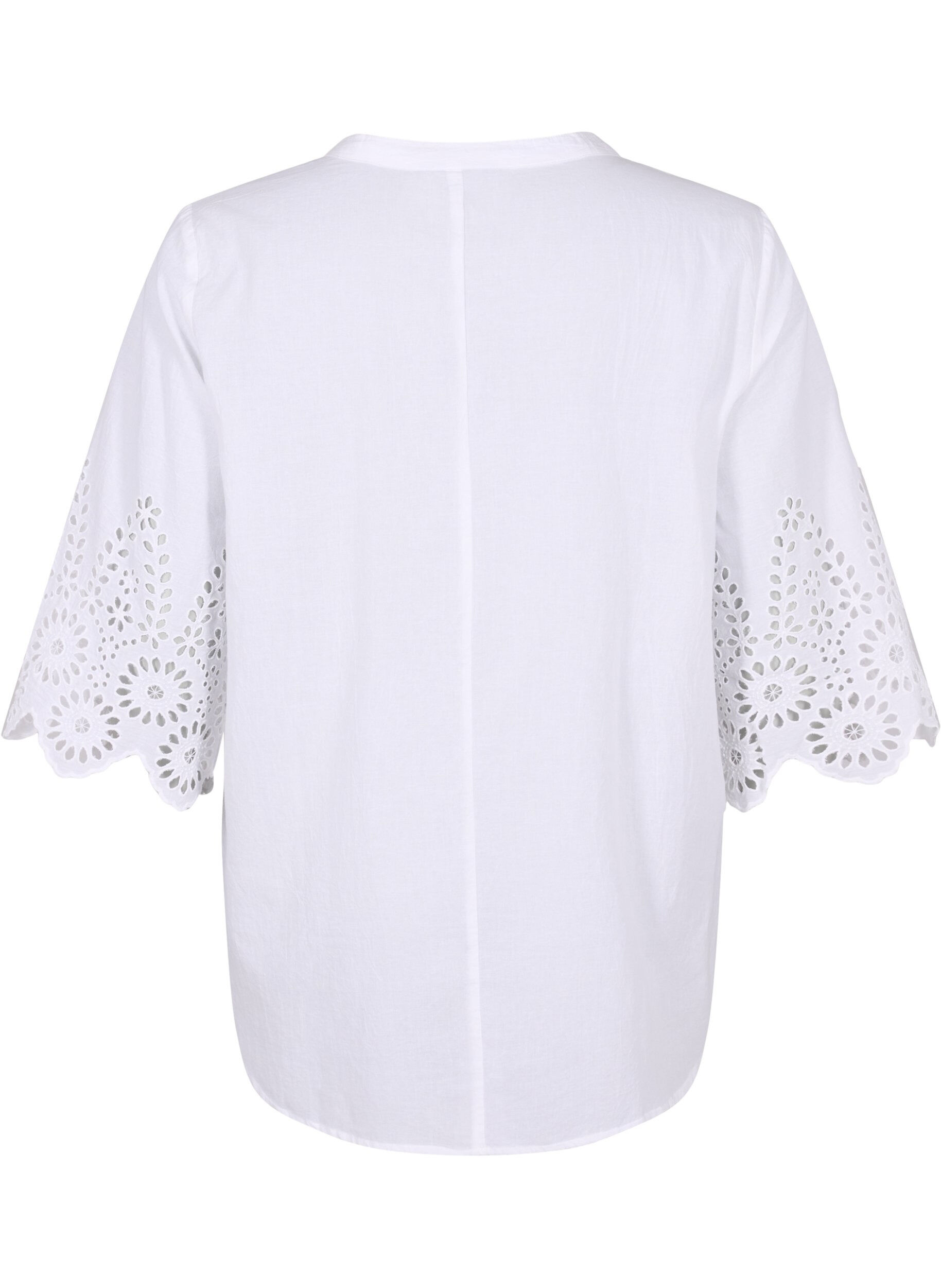 ZizziOverhemdblouse met broderie anglaise en 3/4 mouwen, Bright White, Packshot image number 1