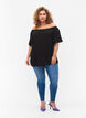 Effen blouse van viscose met korte mouwen, Black, Model image number 3
