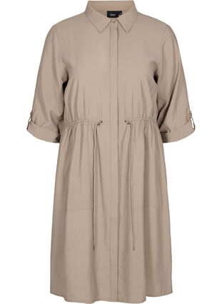 Viscose blouse jurk met verstelbare taille, Fungi, Packshot image number 0