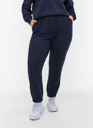 Pantalon à motifs avec cordon de serrage et poches, Navy Blazer, Model image number 2