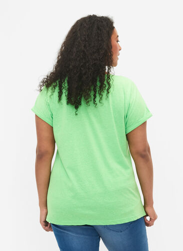 Neonkleurig katoenen T-shirt, Neon Green, Model image number 1