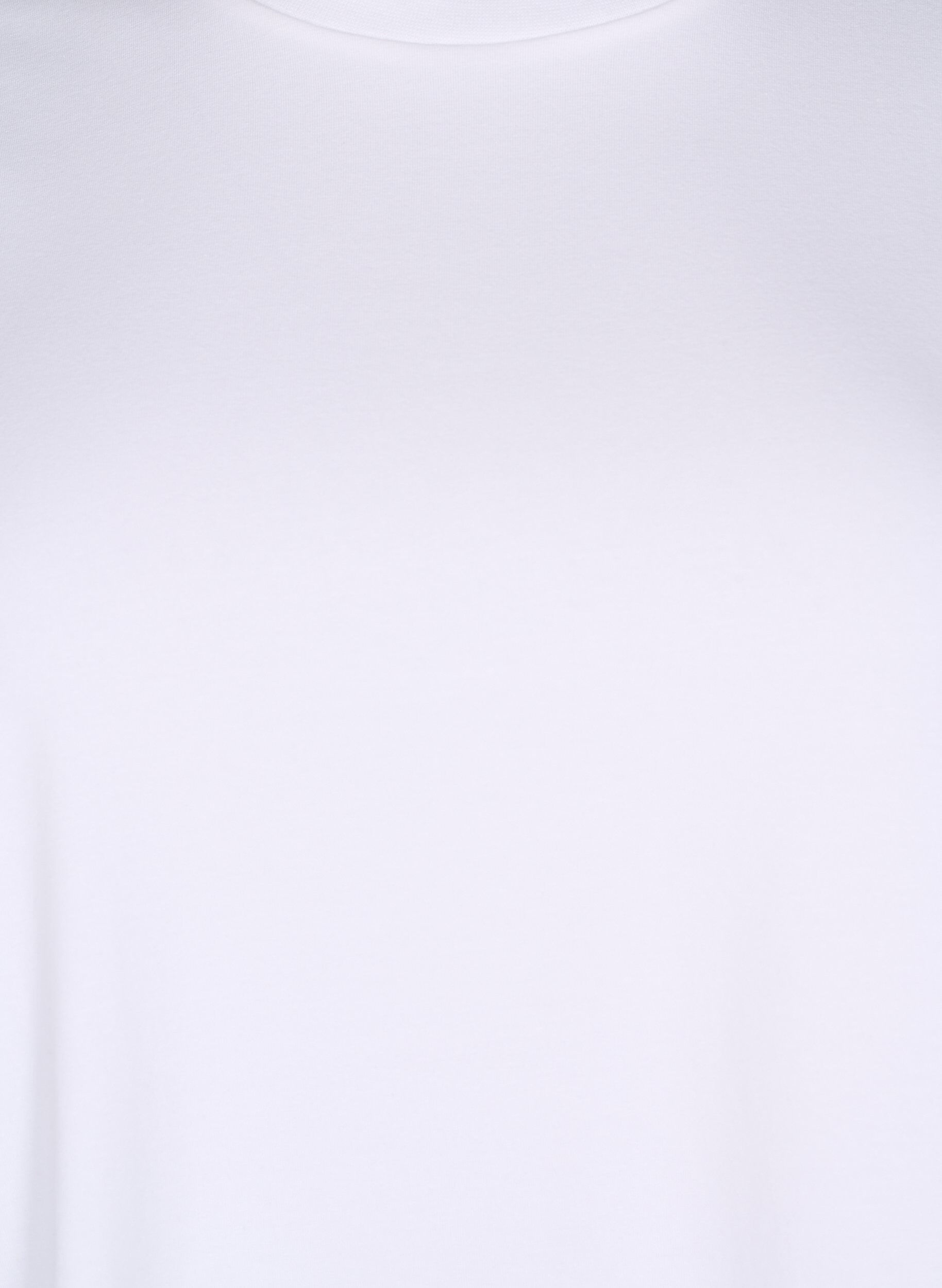 Zizzi T-shirt en coton biologique avec col rond, Bright White, Packshot image number 2