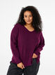 Gebreide blouse met V-hals en lange mouwen, Potent P. Black Mel., Model image number 0