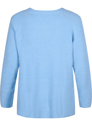 Gemêleerde pullover met zijsplit, Blue Bell/White Mel., Packshot image number 1