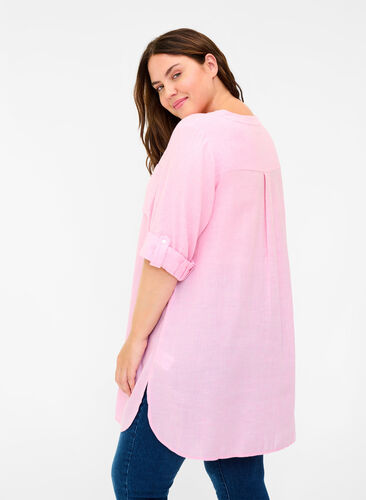 Chemise à col V et poches, Cameo Pink, Model image number 1