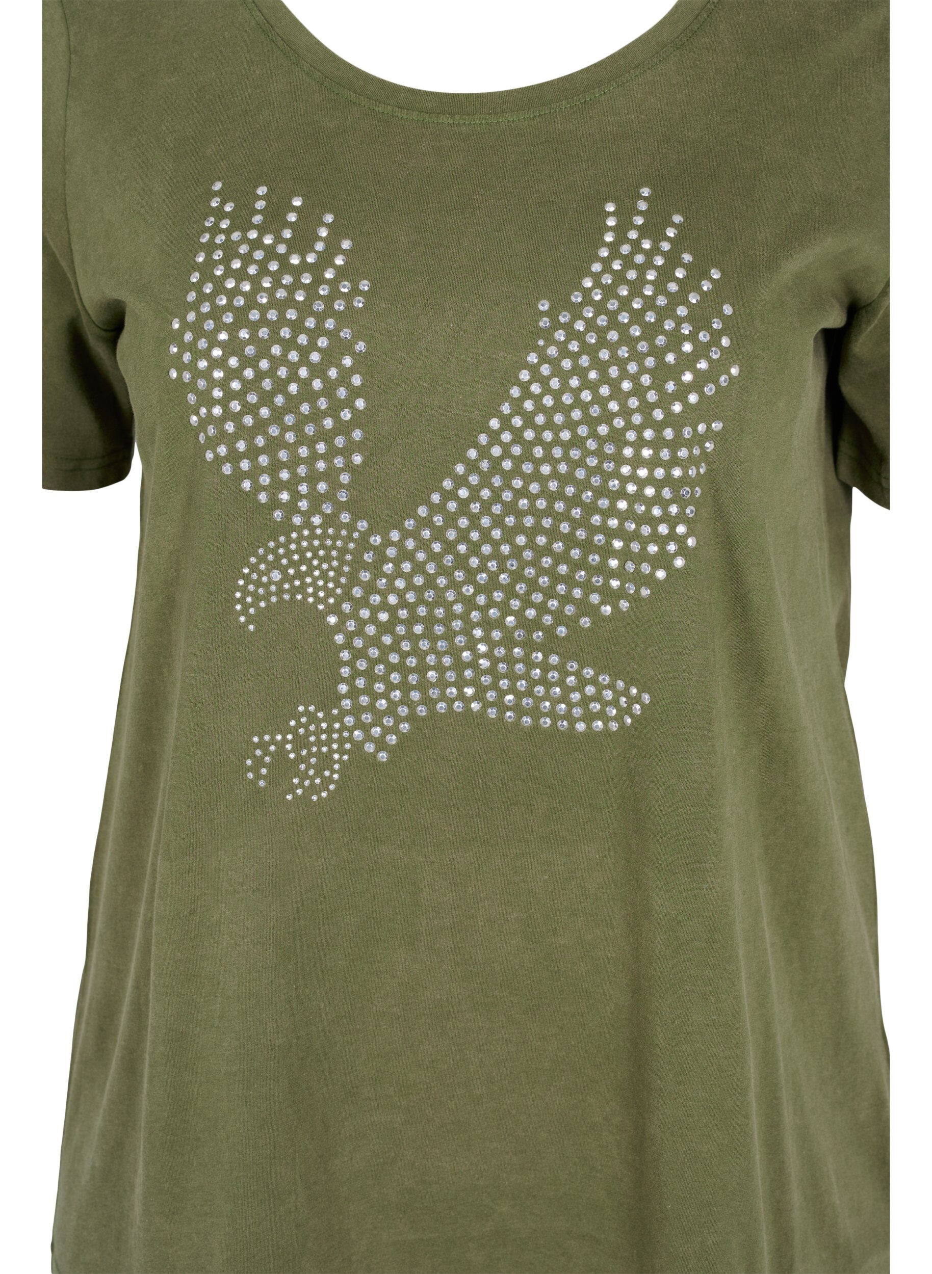 Zizzi T-shirt en coton d&eacute;lav&eacute; &agrave; l'acide et aux pierres, Ivy Green Wash, Packshot image number 2