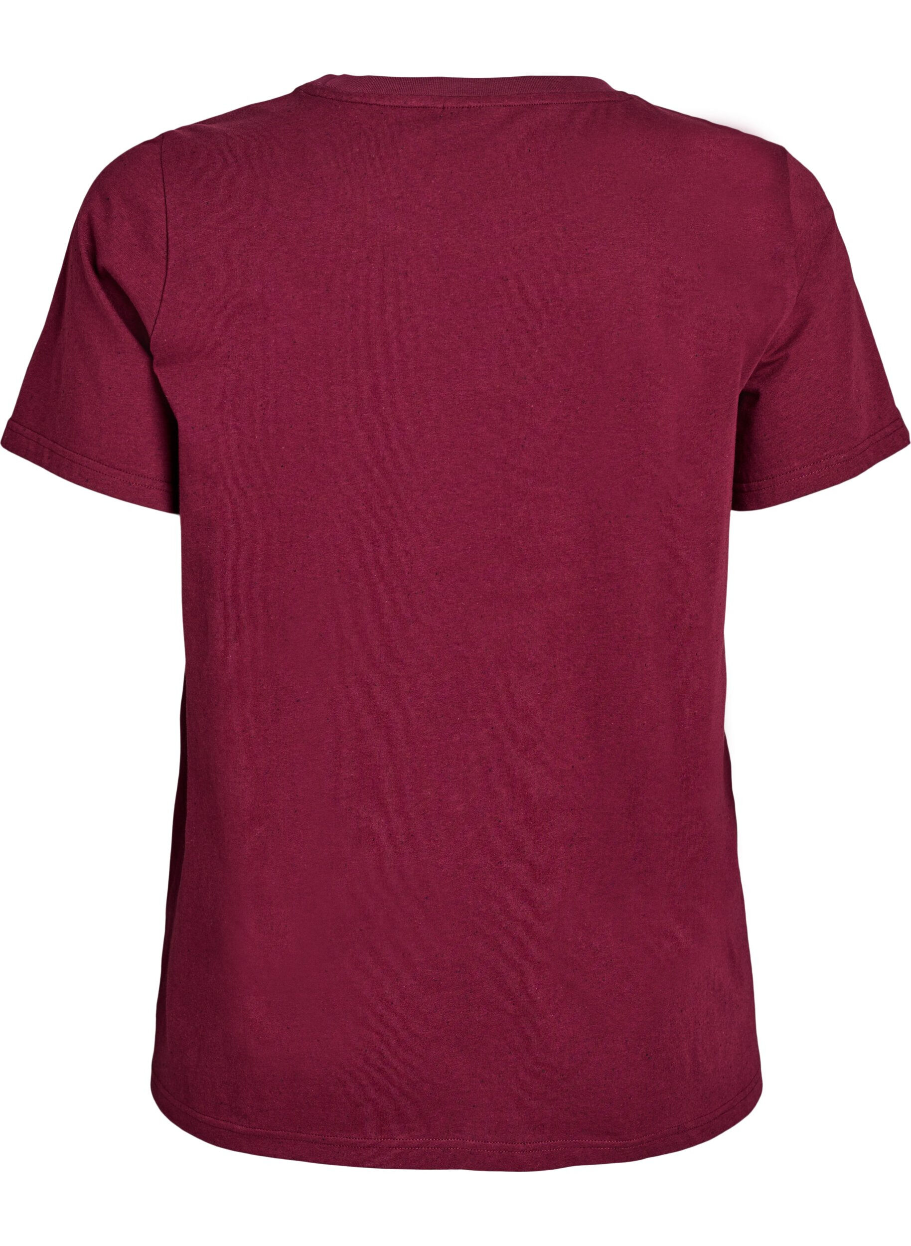 Zizzi T-shirt en coton avec col rond, Bordeaux fonc&eacute;, Packshot image number 1