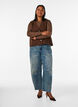 Mesh blouse met lange mouwen, Bruin, Model image number 1
