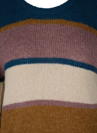 Blouse en maille rayée avec laine et col rond, Rubber Stripe Comb, Packshot image number 2