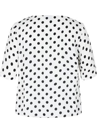 Viscose top met korte mouwen en stippen, White w. Black Dot, Packshot image number 1