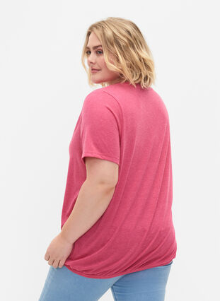 	 Gemêleerd t-shirt met elastische rand, Beetroot Purple Mél, Model image number 1