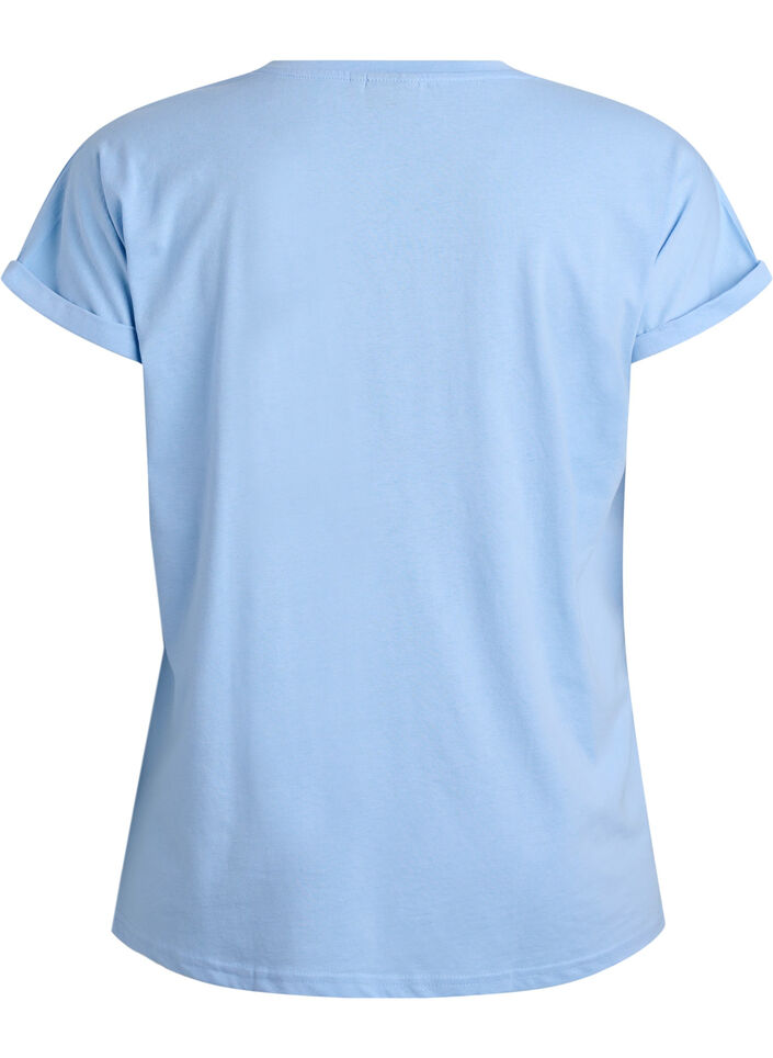 T-shirt met korte mouwen van katoenmix, Blauw, Packshot image number 1