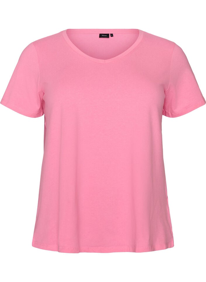 T-shirt en coton uni basique, Rose, Packshot image number 0