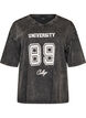 T-shirt oversize en coton bio avec un imprim&eacute; college, Noir, Packshot image number 0