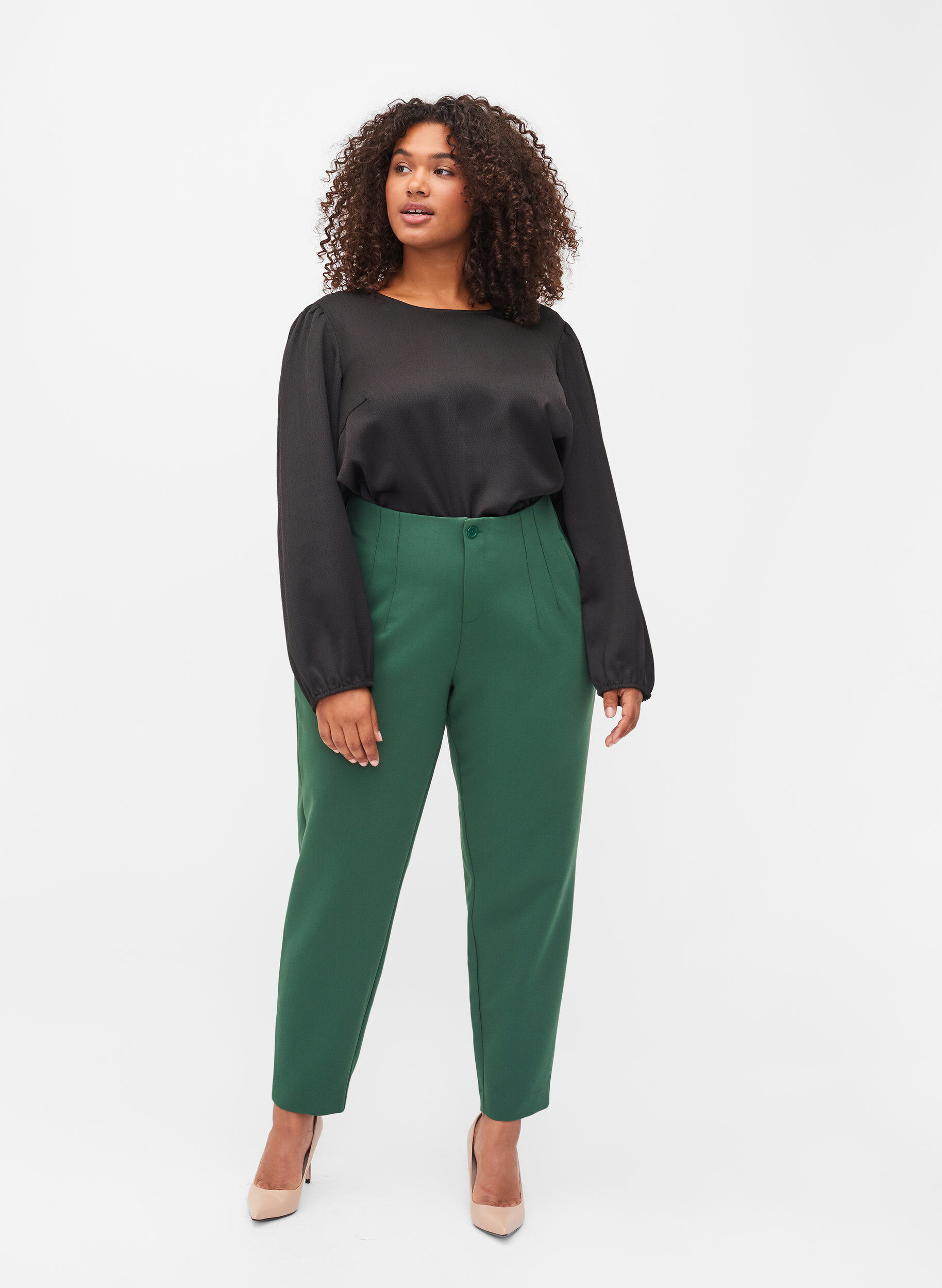 Zizzi Blouse &agrave; manches longues et col rond, Black, Model image number 3