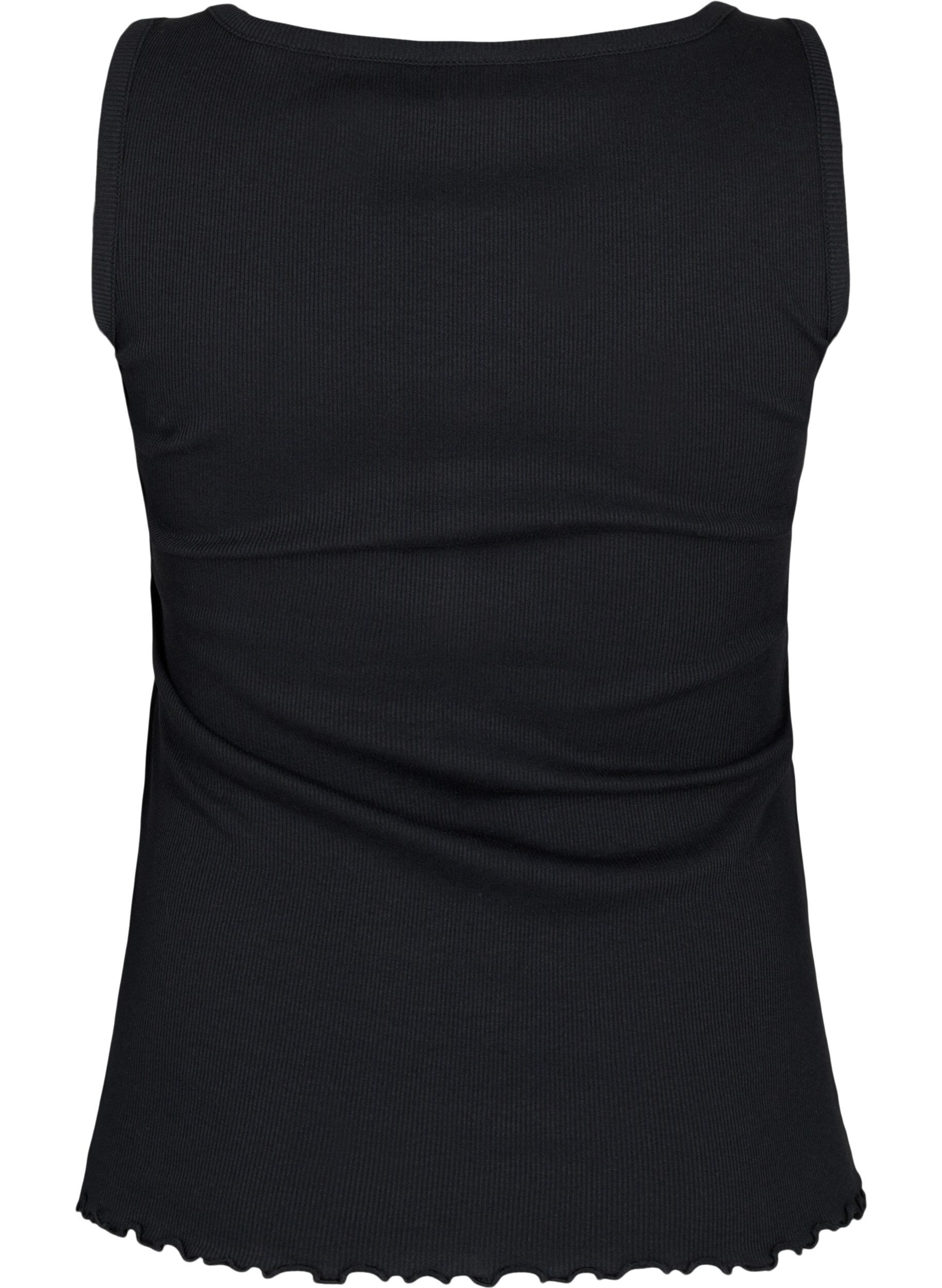 ZizziRibtanktop met knopen, Black, Packshot image number 1