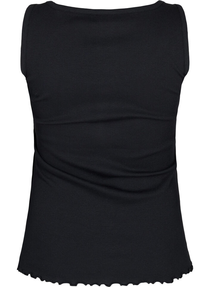 Ribtanktop met knopen, Black, Packshot image number 1