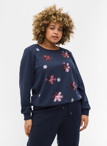 Kerst sweatshirt, Night Sky Snow, Model image number 0