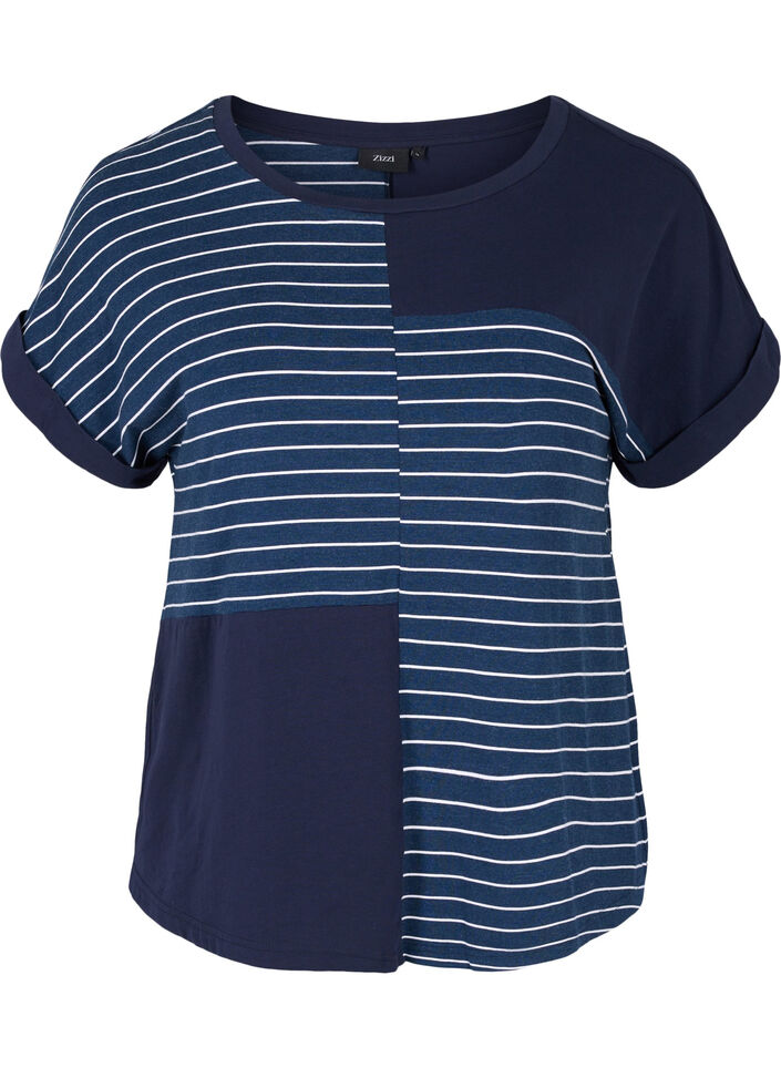 T-shirt à manches courtes en viscose avec rayures, Night Sky Stripe, Packshot image number 0