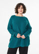 Pull en maille &agrave; motif diagonal et manches raglan, Vert, Model image number 0
