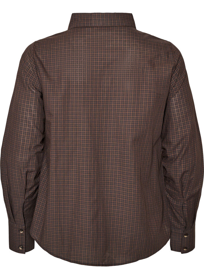 Katoenen overhemd met ruitpatroon, Bruin, Packshot image number 1