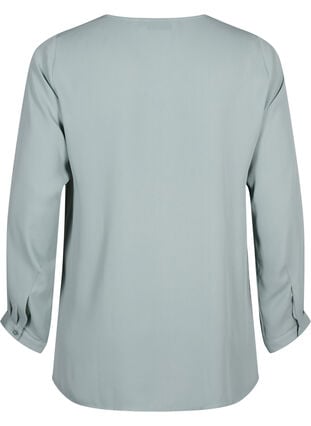 Effen shirt met V-hals, Chinois Green, Packshot image number 1