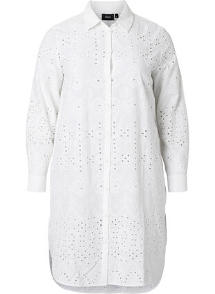 Robe chemise avec broderie anglaise, Bright White, Packshot image number 0