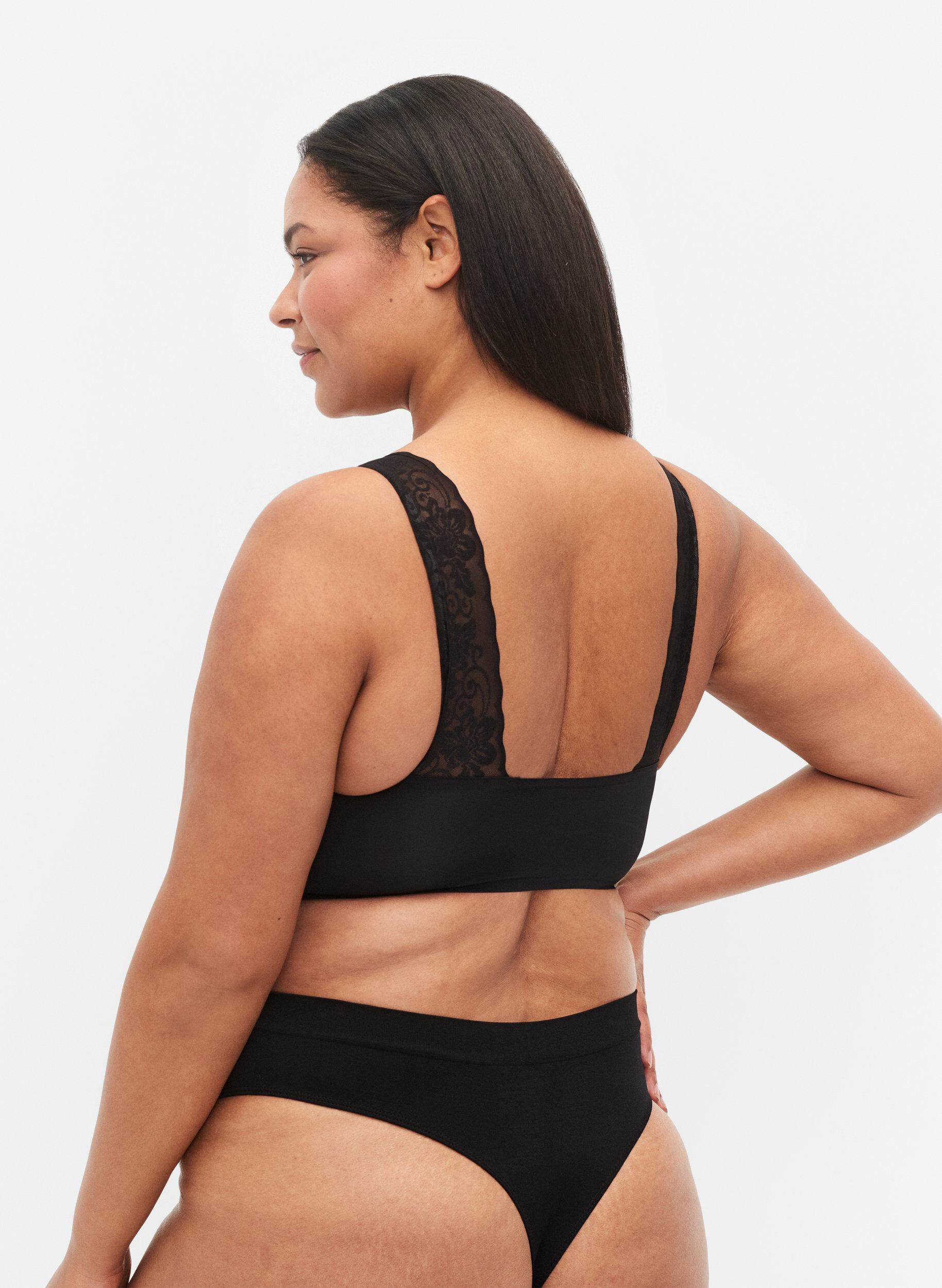 ZizziZachte beha met kanten bandjes, Black, Model image number 1