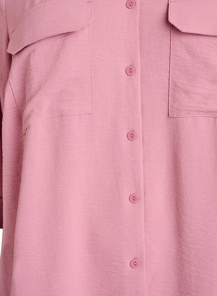 Shirt met 3/4 mouwen en borstzakken, Roze, Packshot image number 2