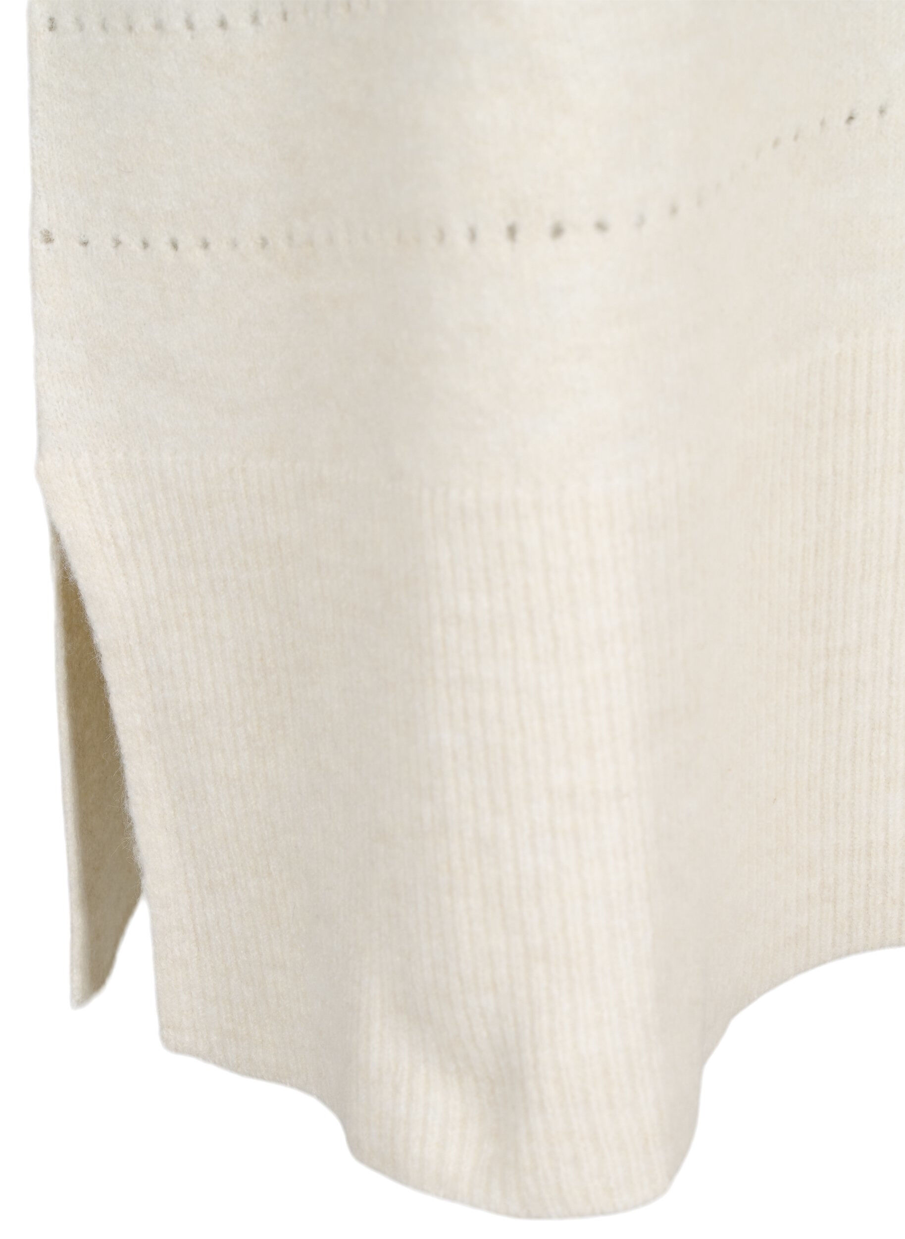 ZizziGebreide jurk met splitjes en kantpatroon, Birch Mel., Packshot image number 3