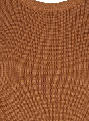 Gilet tricoté simple avec col rond, Tobacco Brown, Packshot image number 2