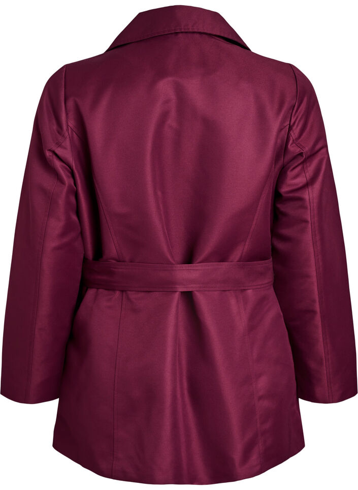 Korte trenchcoat met riem, Donker Bordeaux, Packshot image number 1